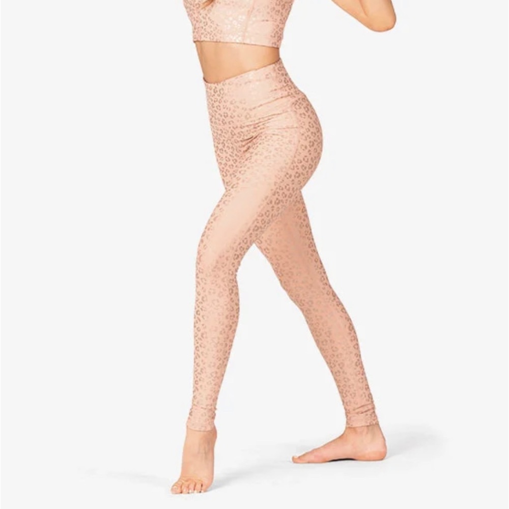 Mono B Womens Leopard Foil Leggings Small